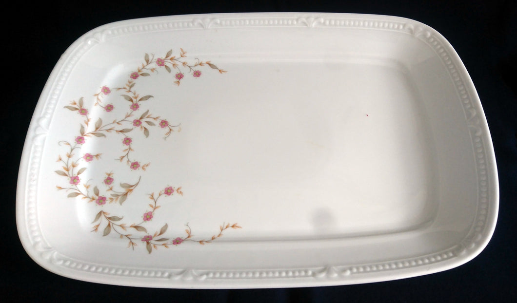 SERVIERPLATTE - Porzellan, Längliche Form, Blumenmotiv / Abstrakt Randdekor