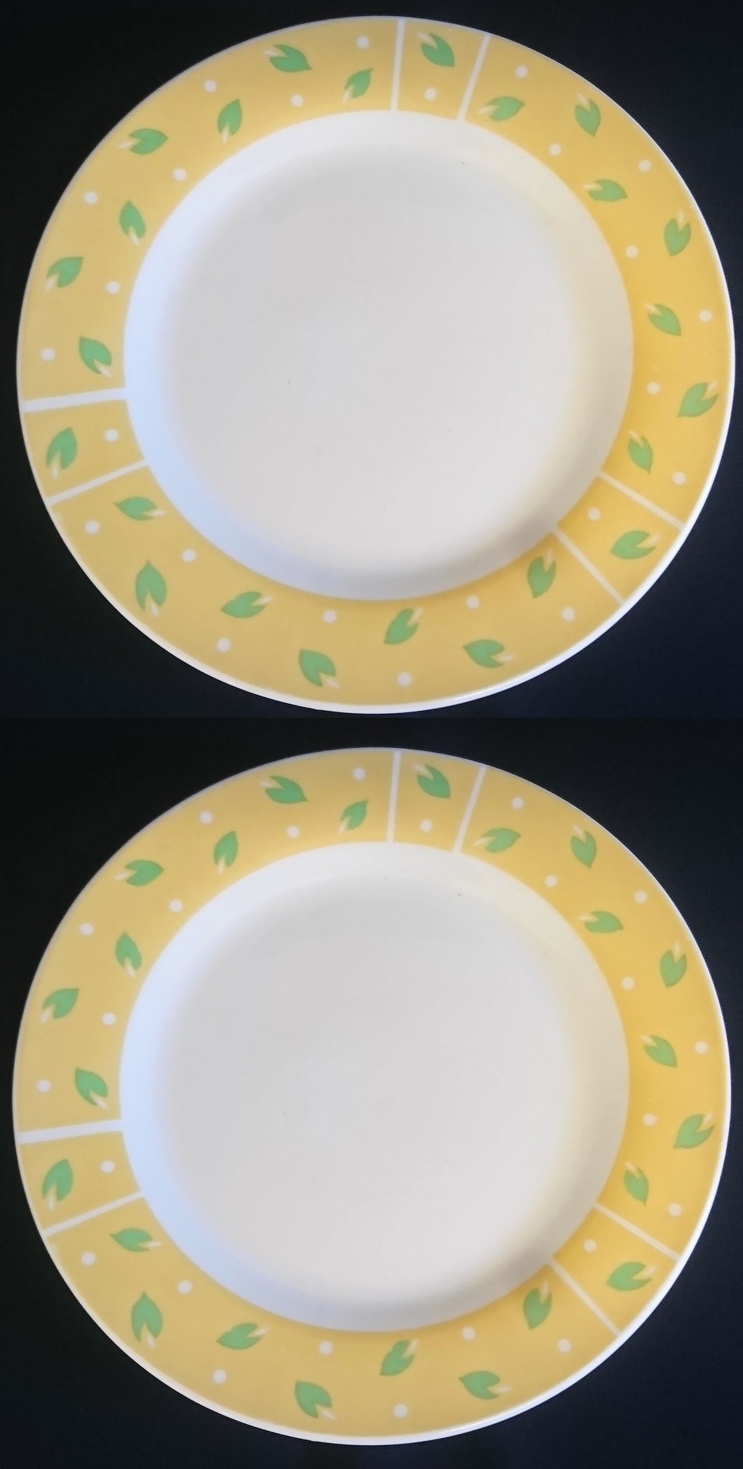 2er Set DESSERTTELLER - Porzellan, Blätter Punkte Abstrakt Dekor