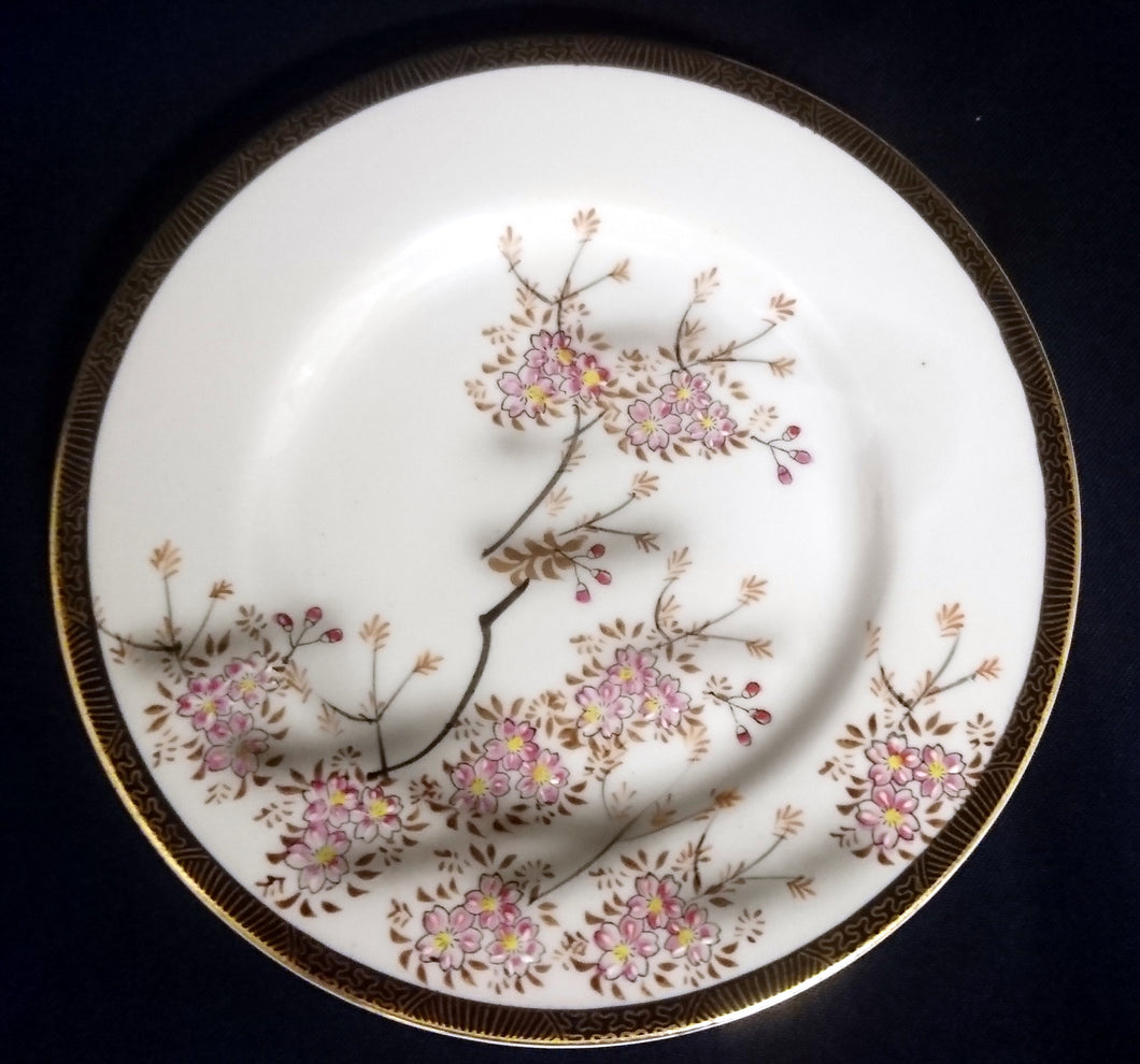 DESSERTTELLER - Porzellan, Asia Style, Blumenblüten Pflanzen Gold Abstrakt Dekorrand