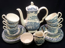 Lade das Bild in den Galerie-Viewer, 3er KAFFEEGEDECK &quot;Country Life&quot; - Keramik / Steingut (Fine Staffordshire Ware), Englisches Landleben Scenen Motiv Dekor, Hand graviert
