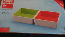 Lade das Bild in den Galerie-Viewer, 2er Set DESSERTSCHALEN &quot;Villa Loca&quot; - Keramik / Steingut, Zweifärbiges Quadratische Viereck Form Modern Style Dekor
