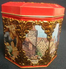 Lade das Bild in den Galerie-Viewer, LEBKUCHENDOSE MIT DECKEL - Metall / Blech, Gemälde Bilder verschiedene Künstler Aufschrift Motiv Dekor (G)
