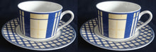Lade das Bild in den Galerie-Viewer, 2er Set KAFFEETASSEN &quot;Flirt&quot; &quot;French Vanilla&quot; - Porzellan, Symetrisches Geometrisches Linien Balken Striche Karo Motiv Dekor
