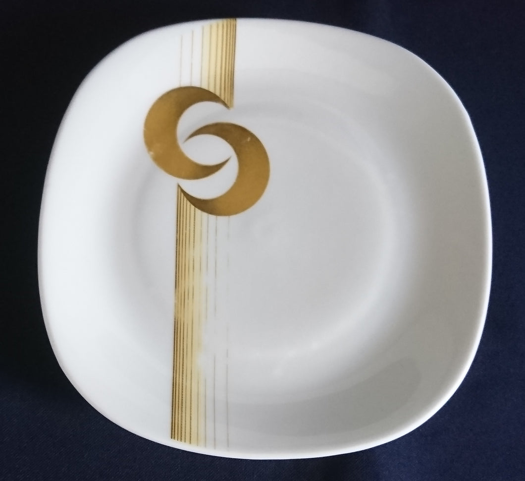 DESSERTTELLER - Porzellan, Buchstaben C Viertelmond Streifen Motiv Dekor