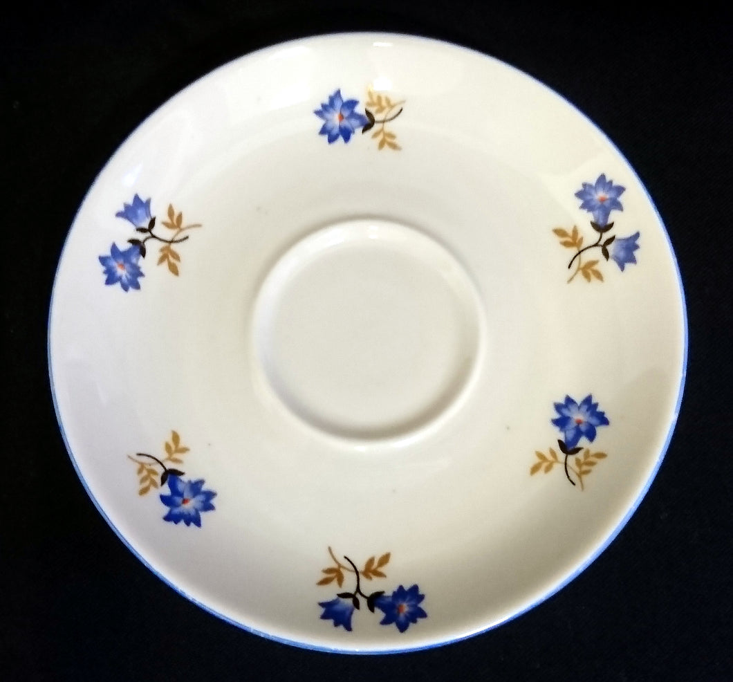 UNTERTASSE - Porzellan, Blaue Enzian Blumen Blüten Pflanzen Motiv Randdekor