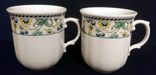 Lade das Bild in den Galerie-Viewer, 2er Set KAFFEETASSEN - Porzellan, Flora Blumen Blüten Pflanzen Ranken Gestreifte Linien Abstrakt Motiv Dekor
