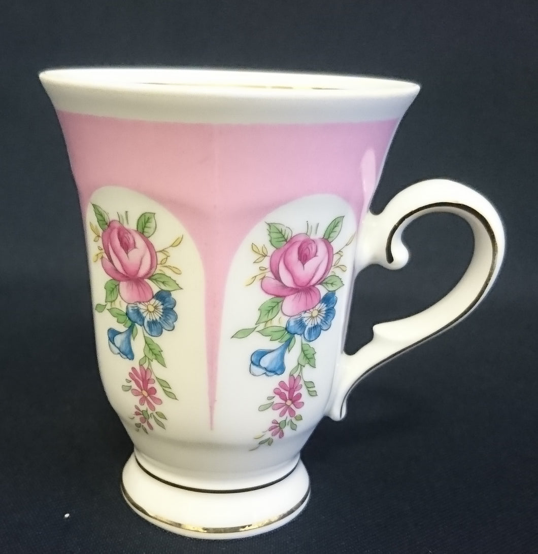 ESPRESSOTASSE - Porzellan, Goldrand Linien Blumen Motiv Dekor