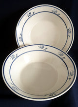 Lade das Bild in den Galerie-Viewer, 2er Set SUPPENTELLER &quot;Scandia Blue (Brickoven Stoneware)&quot; - Keramik / Steingut, Blumen Linien Streifen Dekor
