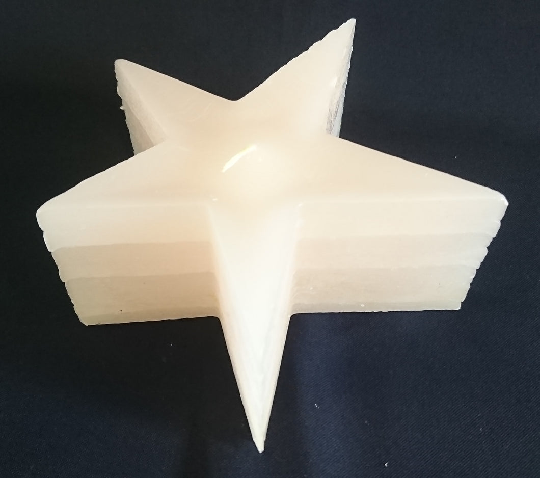 STANDKERZE - Wachs / Kerzenmaterial, Warmweiß (Gelblich) Farbend, Handarbeit, Sternform, 1 Docht (G)