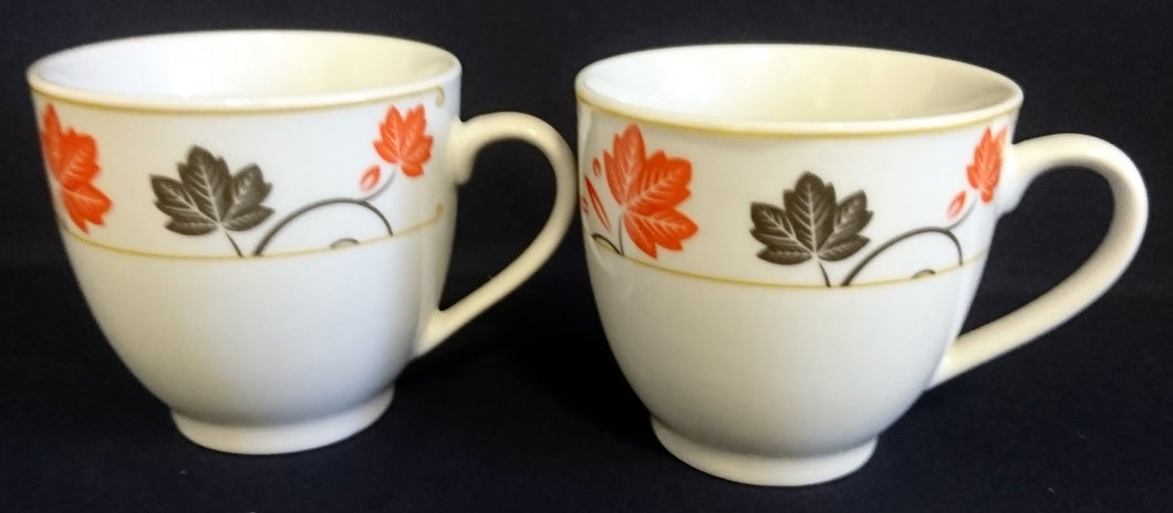 2er Set KAFFEETASSEN - Porzellan, Blatt Blätter Äste Zweige Geäst Linien Motiv Dekor