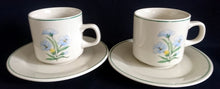Lade das Bild in den Galerie-Viewer, 2er KAFFEEGEDECK - Keramik / Steingut, Blumenblüten Pflanzen Flora Randlinie Motiv Dekor
