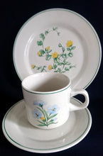 Lade das Bild in den Galerie-Viewer, 2er Set 3er KAFFEEGEDECKE - Keramik / Steingut, Blumenblüten Pflanzen Flora Randlinie Motiv Dekor
