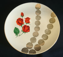Lade das Bild in den Galerie-Viewer, DESSERT SAMMELTELLER - Porzellan, Rosenblumen Kreise Abstrakt Goldrand Dekor
