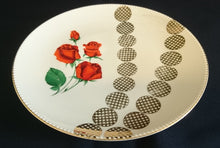 Lade das Bild in den Galerie-Viewer, DESSERT SAMMELTELLER - Porzellan, Rosenblumen Kreise Abstrakt Goldrand Dekor
